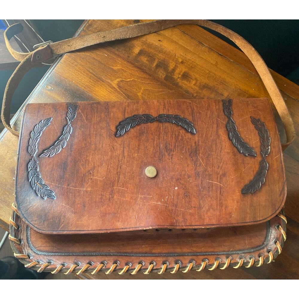 Vintage Floral hand made tooled leather purse